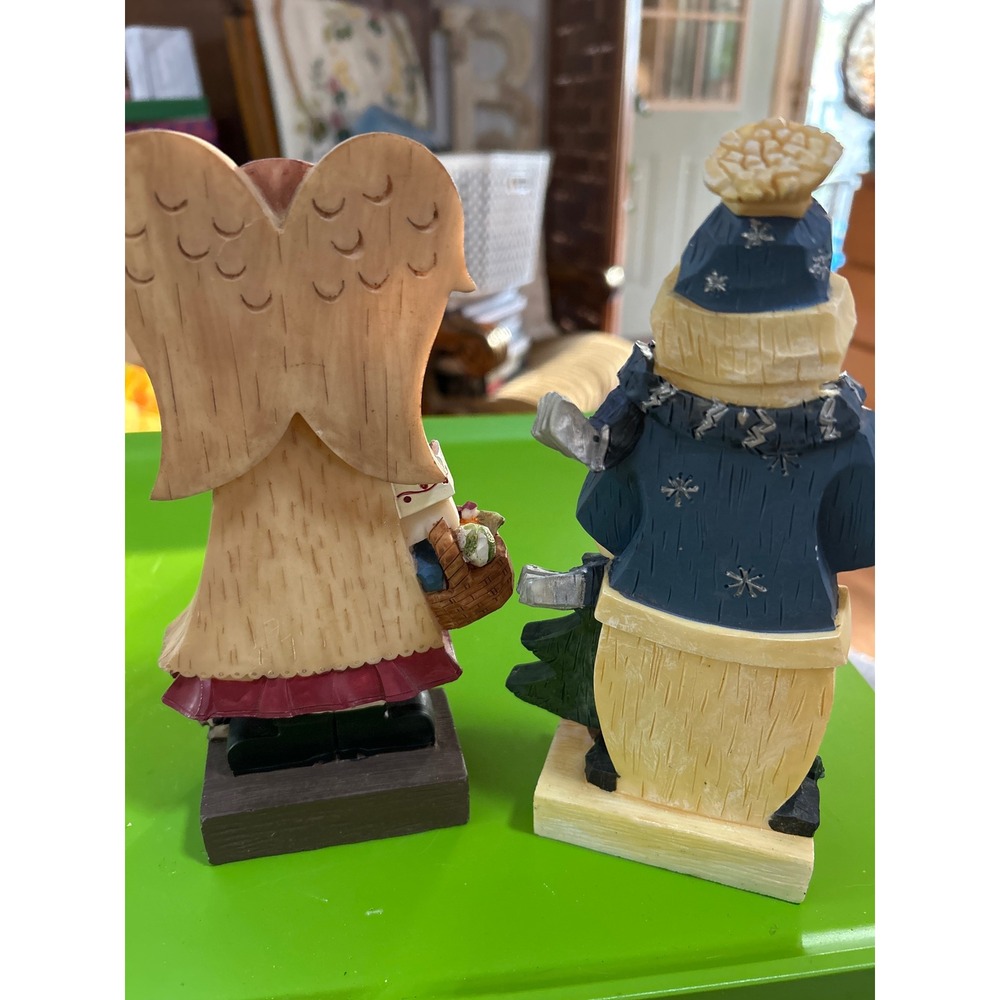 Charming Angel and‎ Snowman Figurines Set Holiday Decor Tabletop Display Resin - Picture 2 of 4